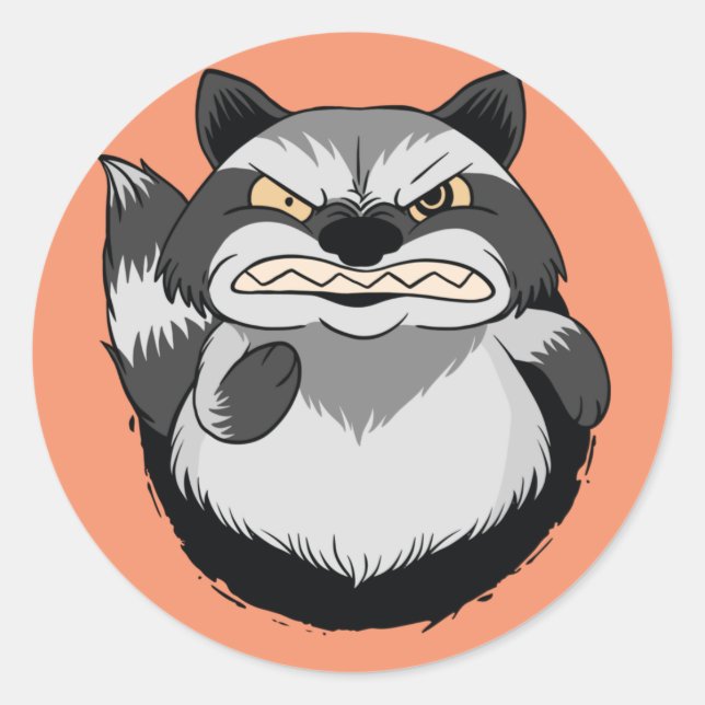 Grumpy Racoon Classic Round Sticker (Front)