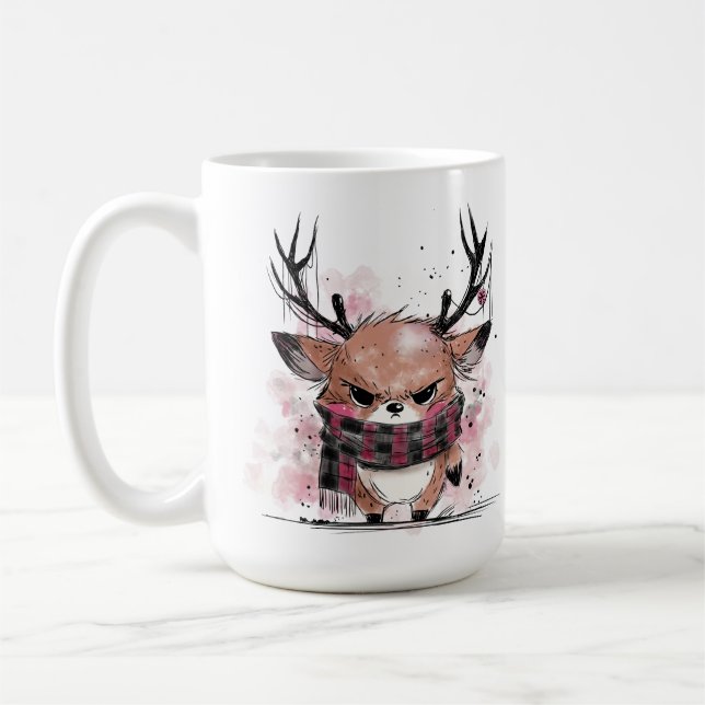 Grumpy Reindeer Coffee Mug (Left)