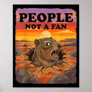 Grumpy Rock Hyrax People Not A Big Fan Funny Anti- Poster
