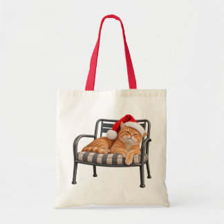 Grumpy Santa Cat Christmas Tote Bag