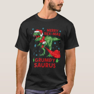 Grumpy Saurus Christmas Santa Dinosaur Merry Rex-M T-Shirt