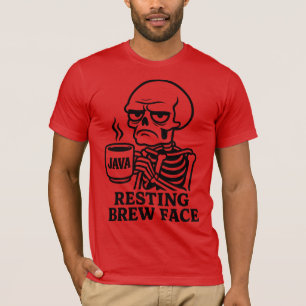 Grumpy Skeleton Coffee Lover – "Resting Brew Face" T-Shirt
