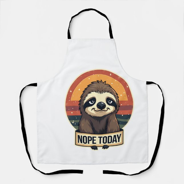 Grumpy Sloth Vintage Funny Retro Shirt Design Apron (Front)
