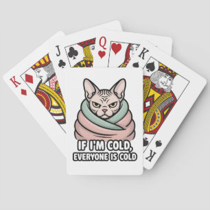 Grumpy Sphynx Cat Cold Humor Cartoon Art Playing Cards