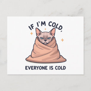 Grumpy Sphynx Cat Cold Humor Cartoon Art Postcard