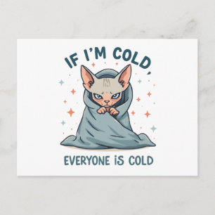Grumpy Sphynx Cat Cold Humor Cartoon Design Holiday Postcard