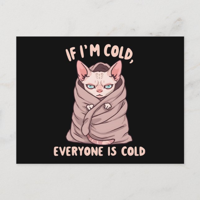 Grumpy Sphynx Cat Cold Humor Illustration Postcard (Front)
