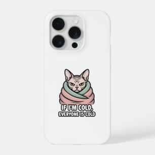 Grumpy Sphynx Cat Cold Humour Cartoon Art iPhone 15 Pro Case