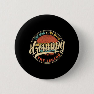 Grumpy The Man The Myth The Legend Vintage Retro F 6 Cm Round Badge