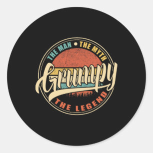 Grumpy The Man The Myth The Legend Vintage Retro F Classic Round Sticker
