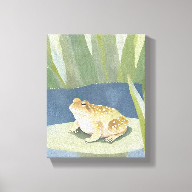 Grumpy Toad | Lilypad Pond Watercolor Canvas Print (Front)
