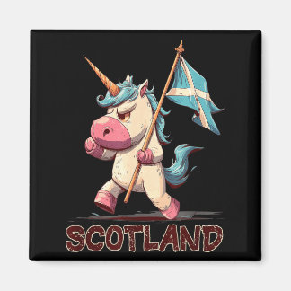 Grumpy Unicorn with Scottish Flag for Scotland Magnet