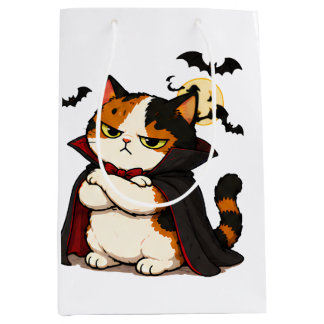 Grumpy Vampire Cat Halloween Medium Gift Bag