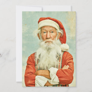 Grumpy Vintage Santa Christmas Portrait Holiday Card