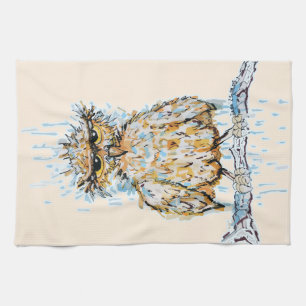 Grumpy Wet Owl Tea Towel