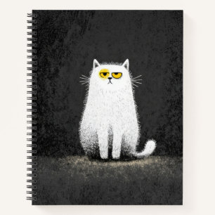 Grumpy White Cat – Funny Minimal Cat Art Notebook