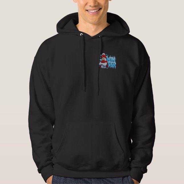 Grumpy Winter Rooster Sweatshirt — Funny Angry Chi (Front)