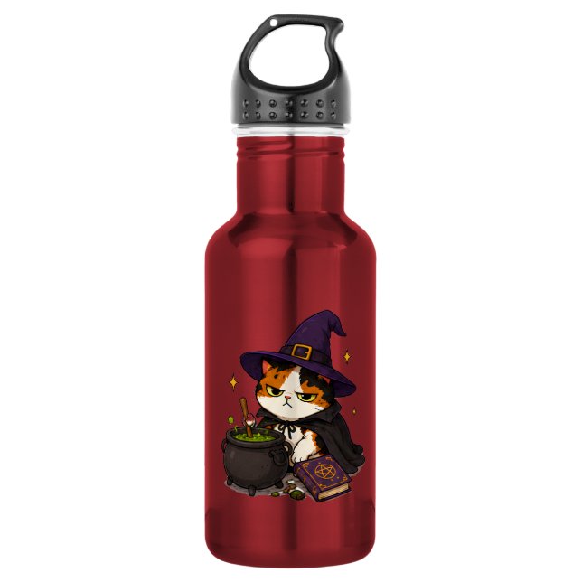 Grumpy Witch Cat Halloween  532 Ml Water Bottle (Front)