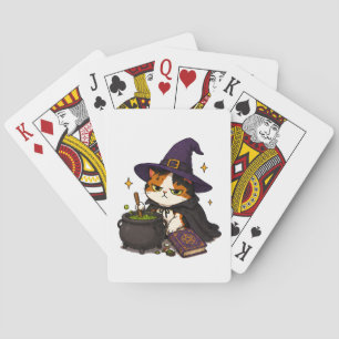 Grumpy Witch Cat Halloween Playing Cards