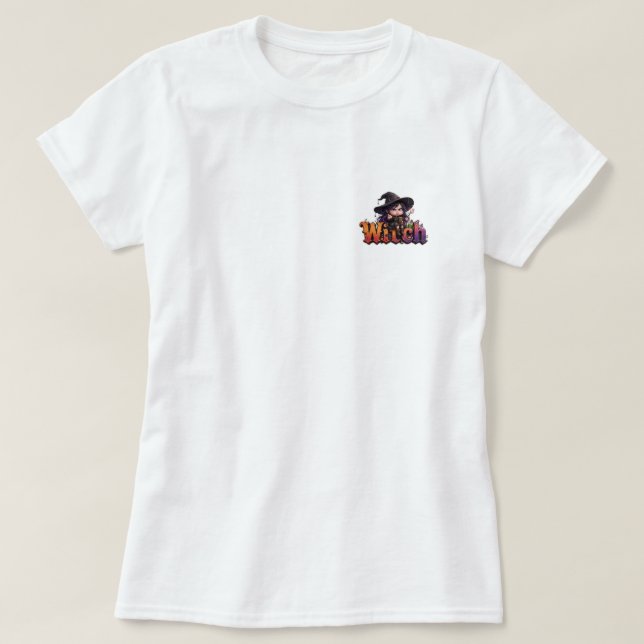 Grumpy Witch Halloween T-Shirt Funny Cute Chibi Wi (Design Front)