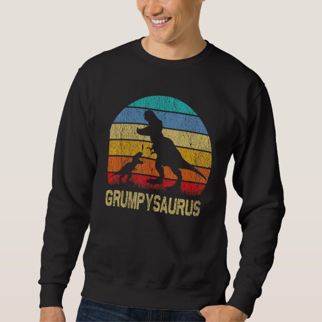 GrumpySaurus T Rex Dinosaur Grumpy Saurus Family M Sweatshirt (Front)
