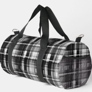 Grunde Black White Flannel Plaid Tartan Design  Duffle Bag