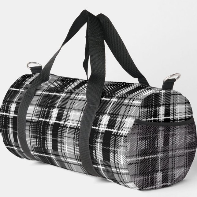 Grunde Black White Flannel Plaid Tartan Design  Duffle Bag (Creator Uploaded)