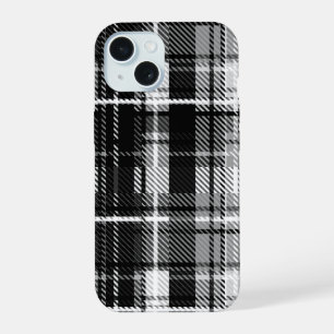 Grunde Black White Flannel Plaid Tartan Design iPhone 15 Case