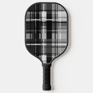 Grunde Black White Flannel Plaid Tartan Design Pickleball Paddle