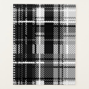 Grunde Black White Flannel Plaid Tartan Design Planner
