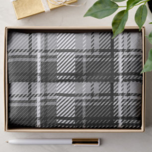 Grunde Black White Flannel Plaid Tartan Design Tissue Paper