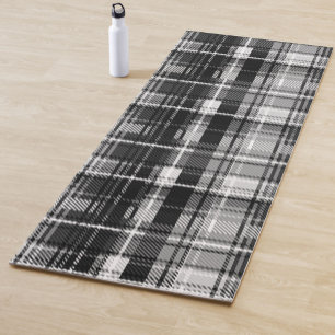 Grunde Black White Flannel Plaid Tartan Design  Yoga Mat