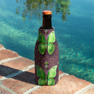 Grüner Schmetterling 3D Optik Bottle Cooler