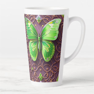 Grüner Schmetterling 3D Optik Latte Mug