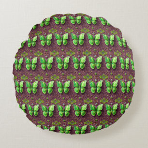 Grüner Schmetterling 3D Optik Round Cushion