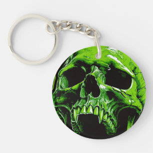 Grüner Vampirschädel Key Ring