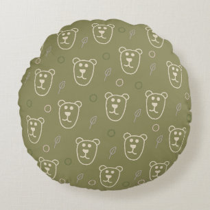 Grünes Bärchenmuster Round Cushion