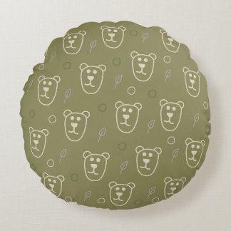 Grünes Bärchenmuster Round Cushion