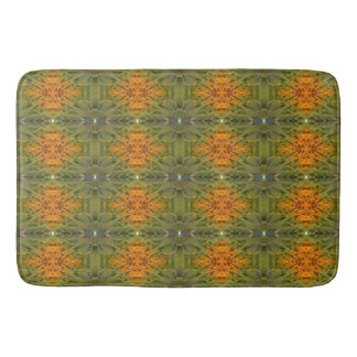 Grünes Muster mit Orange Bath Mat