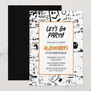 Grunge 87th birthday invitations Men Graffiti