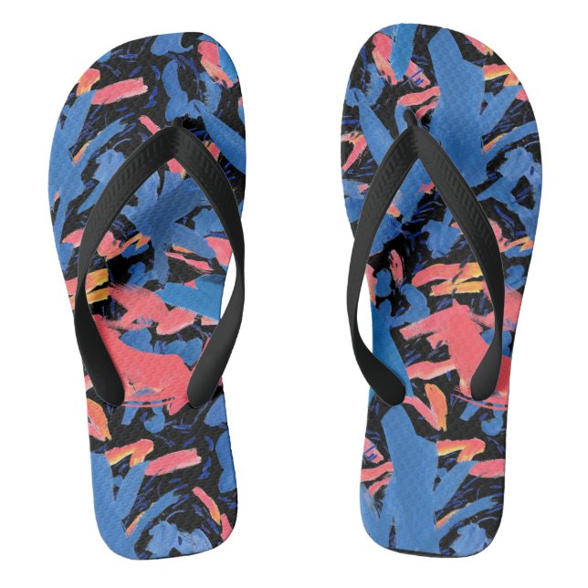 Grunge Abstract Floral Pattern Jandals (Footbed)