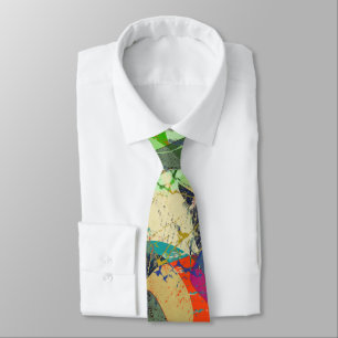 Grunge abstract, orange, blue, gray, black . tie