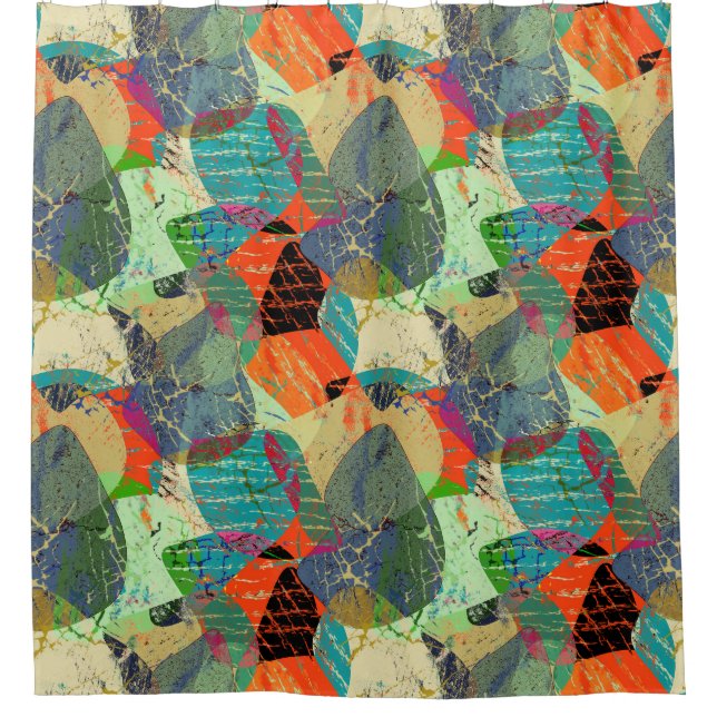 Grunge abstract shower curtain (Front)