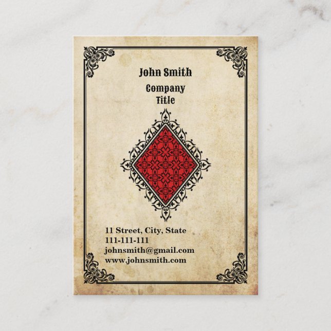 Grunge Ace of Diamonds Business Card (Front)