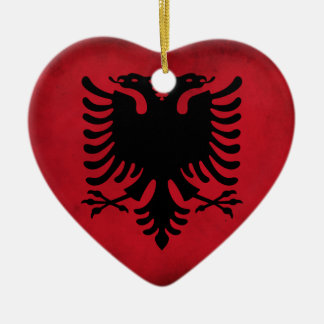 Grunge Albanian Flag [High Quality] Ceramic Tree Decoration