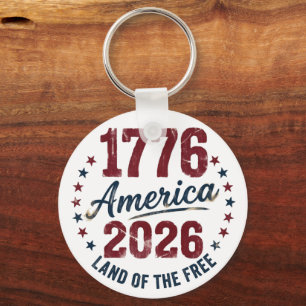 Grunge America 1776 - 2026 Land of the Free  Key Ring