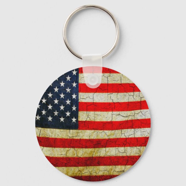Grunge America flag Key Ring (Front)