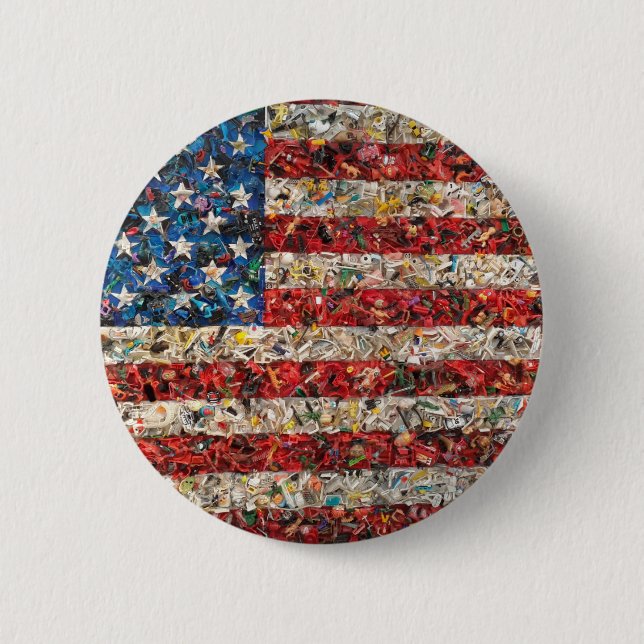 grunge american flag 6 cm round badge (Front)