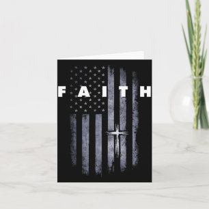 Grunge American Flag and Cross Faith Christian Card