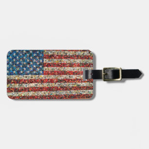 grunge american flag bag luggage tag